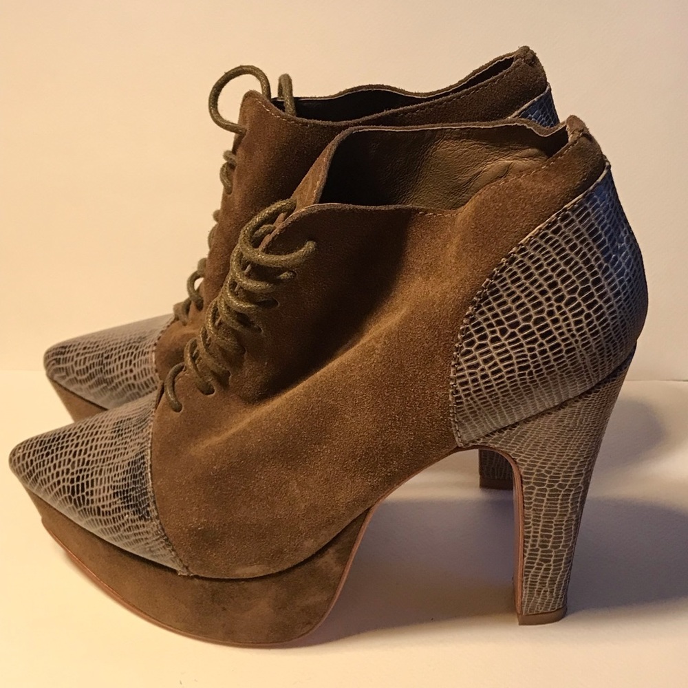 Rodarte x Opening Ceremony Suede Platform Lace Up Boots Green Size 7 $748